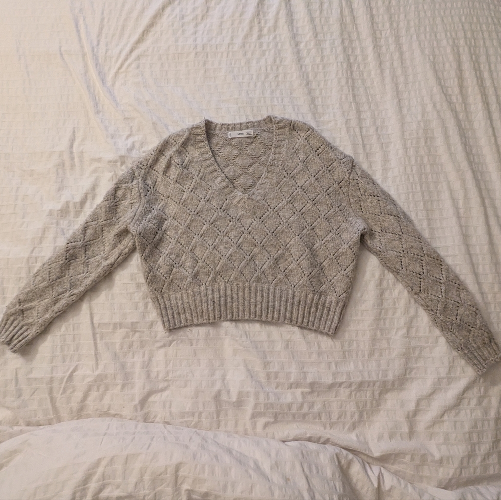 Grey Knitted Sweater - Mango, Size Small
